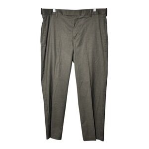 Savane Men's Flat Front Dress Pants 36x30 Brown Polyester‎ Viscose Blend